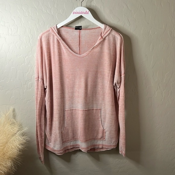 Trendy trends, pull over hoodie, lightweight kangaroo pocket, V-neck M/L - Picture 1 of 8